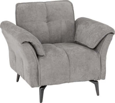 Farah Collection - Chair grey fabric upholstered armchair with padded armrests and cushioned seat, modern lounge chair for rentals